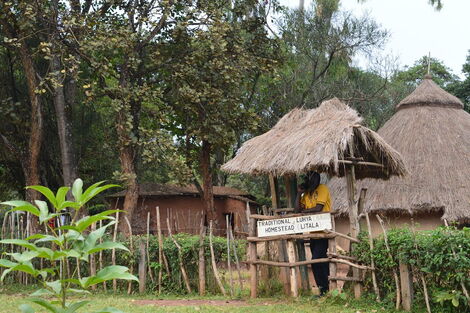 Grass-covered traditional houses at Kitale Museum in Trans Nzoia County