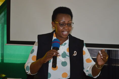 UDA's Secretary-General Veronica Maina addressing members