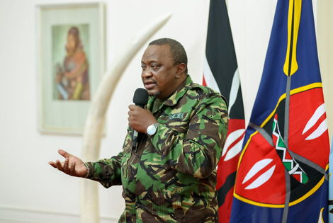 President Uhuru Kenyatta addresses journalists after commissioning hospitals on Tuesday night, July 6.