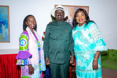 From LEFT: Narc Kenya leader Martha Karua, Prime Minister Raila Odinga and Mama Ida Odinga at Uhuru Gardens for Madaraka Day celebrations on June 1, 2022.