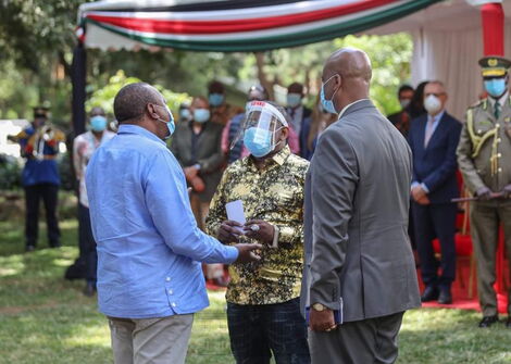 Presidnet Uhuru Kenyatta, Nairobi Governor Mike Sonko and NMS General Mohammed Badi.
