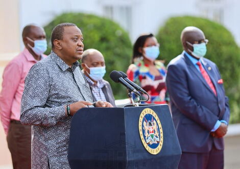 President Uhuru Kenyatta during the press briefing at State House on June 6, 2020.