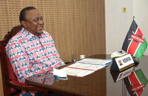 President Uhuru Kenyatta during a virtual meeting with American philanthropist Melinda Gates on July 22, 2020.