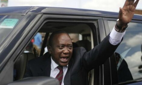 President Uhuru Kenyatta in his vehicle
