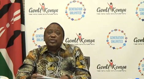 President Uhuru Kenyatta speaking at the official launch of Generation Unlimited Kenya (GenU Kenya) on August 5, 2020.