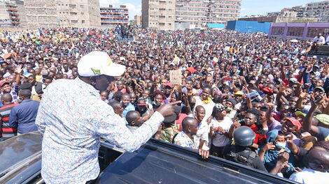 Deputy President William Ruto addresses Embakasi East residents when he held a rally at Jacaranda Grounds, Nairobi on January 16, 2021.