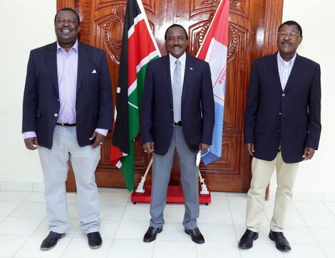 One Kenya Alliance (OKA) principals Musalia Mudavadi, Kalonzo Musyoka and Moses Wetangula.