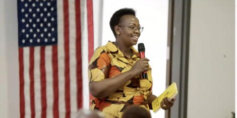 UDA's Secretary General Veronica Maina speaking during a past conference in Nairobi in 2020.