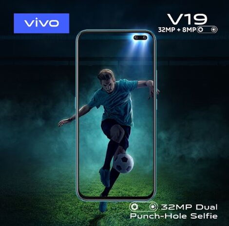 The dual front camera comprises a 32MP main camera and an 8MP super wide-angle camera.