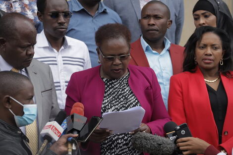 Kandara MP Alice Wahome speaking during a press conference held in parliament on Friday, July 23.