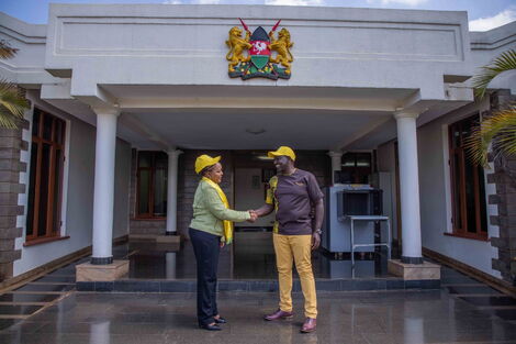 Deputy President William Ruto and Kirinyaga Governor Anne Waiguru at his Karen residence, on October 26, 2021