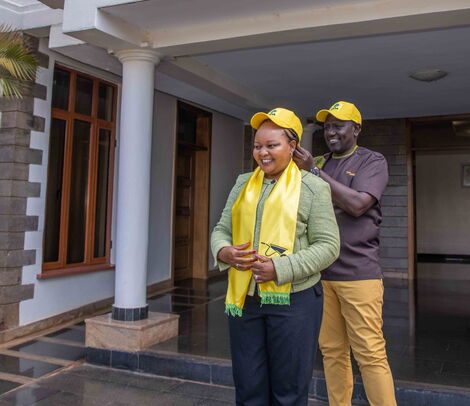 Deputy President William Ruto and Kirinyaga Governor Anne Waiguru at his Karen residence, on October 26, 2021