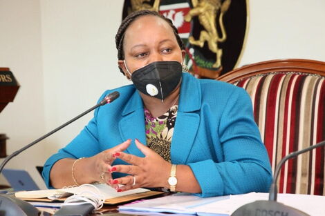 An undated image of Kirinyaga governor Anne Waiguru addressing the press.