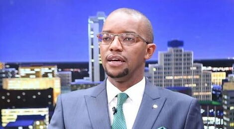 Citizen TV Anchor Waihiga Mwaura during a broadcast in December 2019.