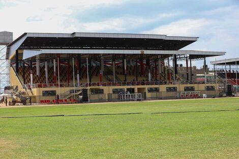 The main dias at the Wang'uru Stadium in Kirinyaga County