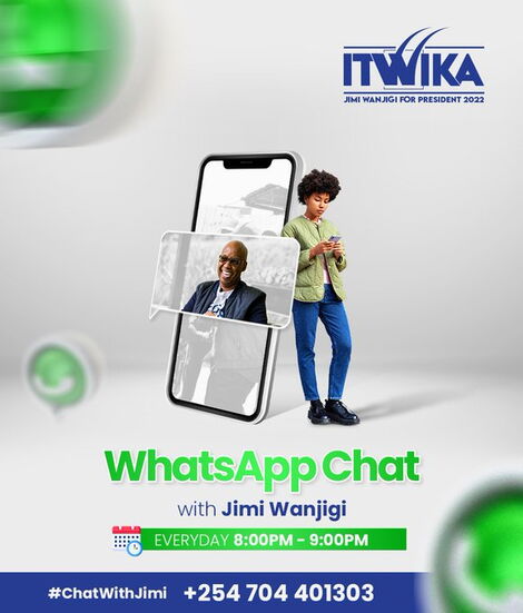 A poster of Jimi Wanjigi's ChatWithJimi social media strategy