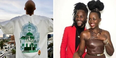An archive image of Loky's Narok NYC brand pieces worn by New York model Jeremy Meeks (left) and Hollywood actress Lupita Nyong'o (right)