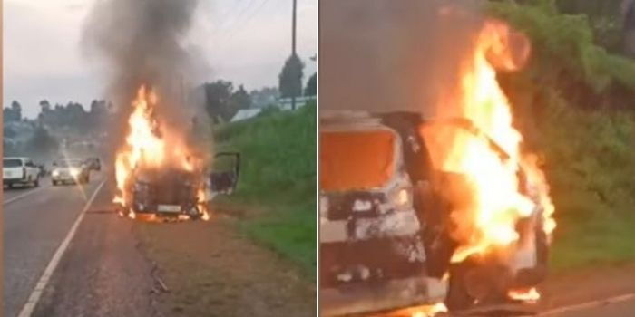 Heroic Driver Saves Lives After Matatu Full of Students Caught Fire, Burnt to Ashes