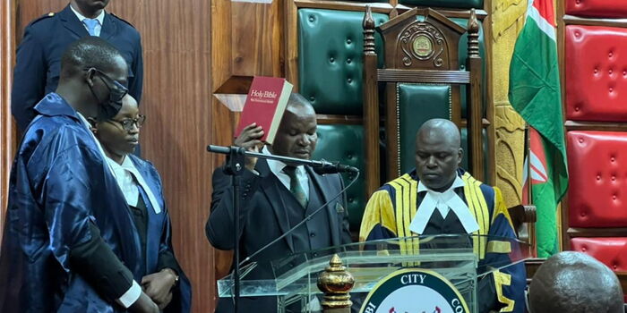 Speaker Kennedy Ngondi during swearing-in ceremony