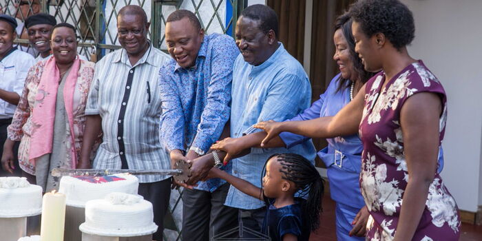 Image result for Uhuru happy with Raila