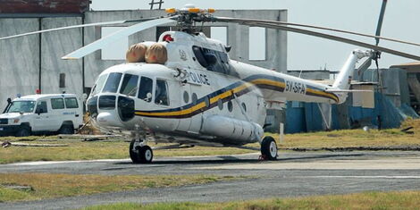 A Kenya Police Helicopter at Wilson Airport in Nairobi.