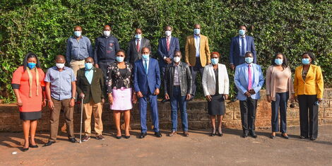 Deputy President William Ruto poses with de-whipped Jubilee legislators after a meeting on June 18, 2020