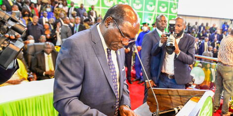 IEBC Chairman Wafula Chebukati releasing the presidential election results at Bomas of Kenya on August 15, 2022