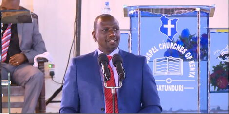 Deputy President William Ruto speaking at the Full Gospel Gatunduri Church in Embu on February 23, 2020.