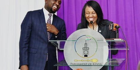 Elgeyo Marakwet Senator Kipchumba Murkomen and Nakuru Senator Susan Kihika