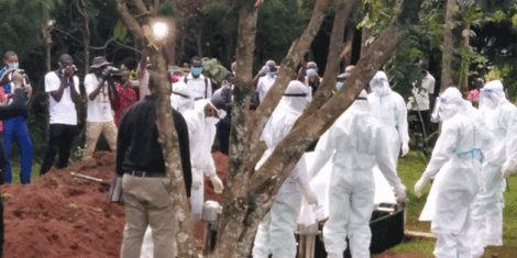 Family and friends gather for the burial of Kenya’s first medic victim of Covid-19 Dr Doreen Adisa Lugaliki at Ndalu village, Tongaren sub-county in Bungoma County. 