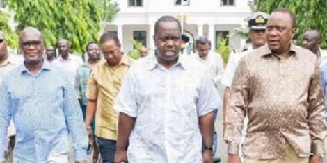 From left: President Uhuru Kenyatta, CS Matiang'i and CS James Macharia