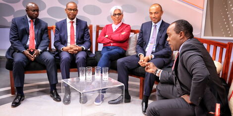 From left: Manjang, Oigara, Thakrar, Peter Kenneth with JK Live host Jeff Koinange