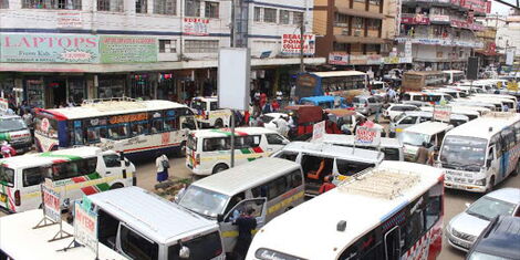 Matatus parked along Accra road.