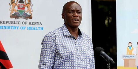Dr Patrick Amoth speaking at the Ministry of Health headquarters
