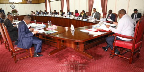 photo of President Uhuru Kenyatta chairing a Cabinet meeting at State House Nairobi on March 19, 2020.