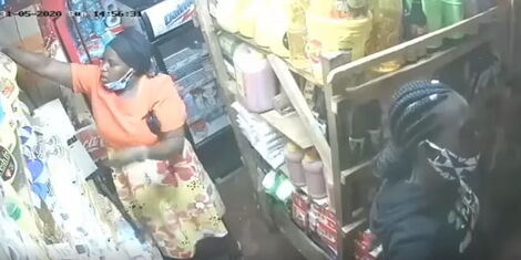 Two women captured stealing from a supermarket in Eldoret on May 31, 2020