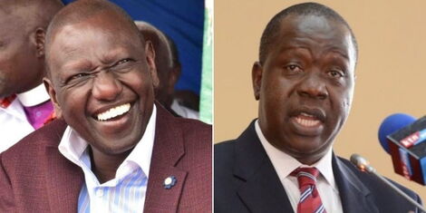 A collage of Deputy President William Ruto and Interior Cabinet Secretary Fred Matiang'i