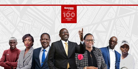 A collage of President William Ruto and some of the finalists of the Top 100 Kenyans 2022