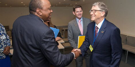 File image of President Uhuru Kenyatta with Microsoft founder Bill Gates at a past forum