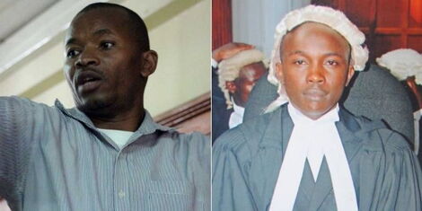A collage of Police informant Peter Ngugi testing before the High Court (Left) and Lawyer Willy Kimani (Right)