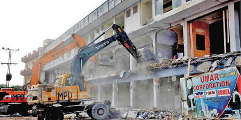 A file image of a building being demolished