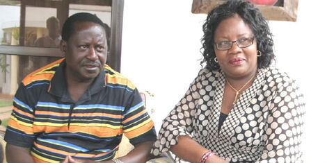 ODM leader Raila Odinga (left) with wife Ida Odinga (right).