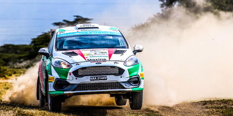 Maxine Wahome participates in the WRC Rally in Naivasha.